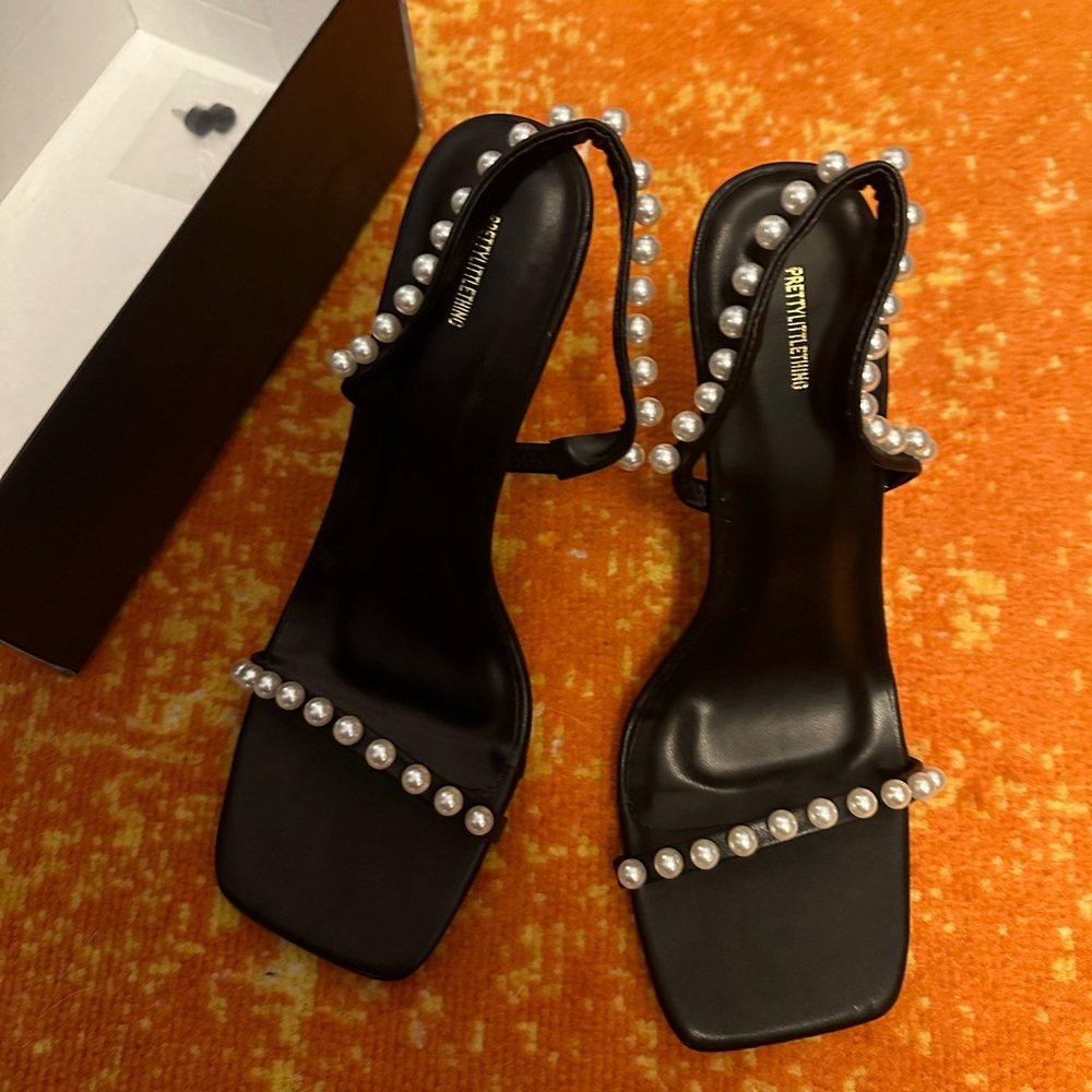 PrettyLittleThing Pearl Accent Strappy Stiletto Heels